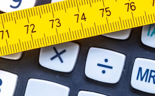 A tape measure and a calculator